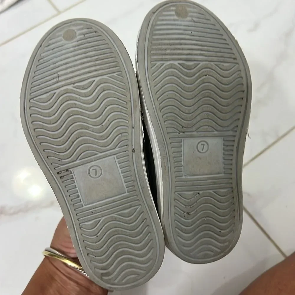 Gray and White Rubber Slip on Sandals - Toddler Boys Shoes - Size 7